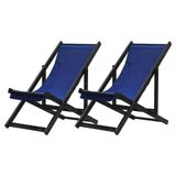 Kit 2 Espreguiçadeiras Dobrável Black Sb-azul Escuro