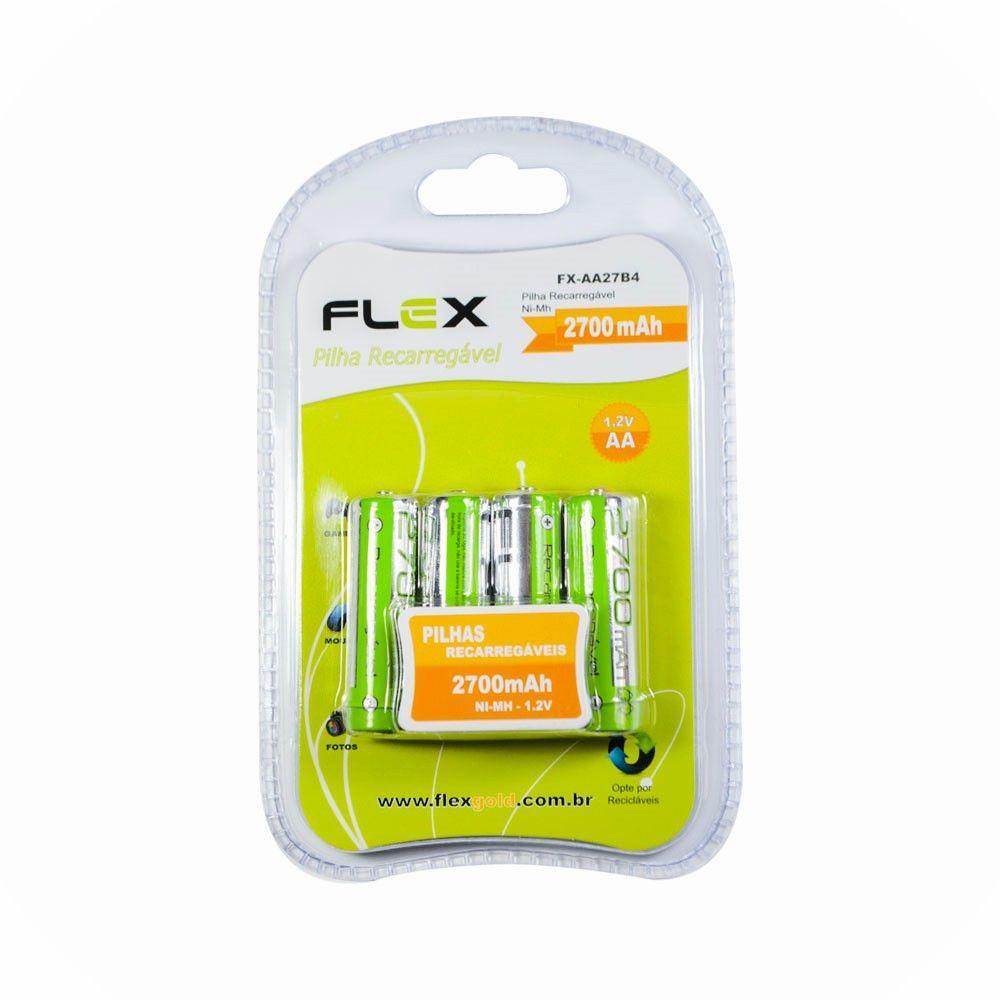 Pilha Recarregável 2700mah Aa Com 4 Unidades