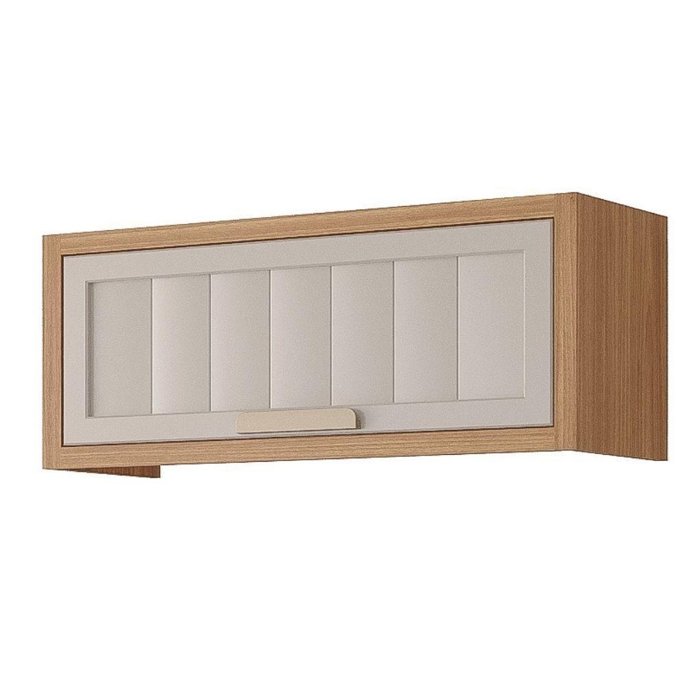 Armário Aéreo De Cozinha Mdf 80cm Geladeira 1 Porta Basculante Mgm Móveis Freijó-off White