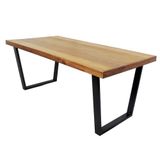 Mesa Industrial Diamond Madeira Maciça 1,50m Ferragem Preta