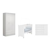 Quarto Infantil Guarda Roupa Berço E Cômoda Branco