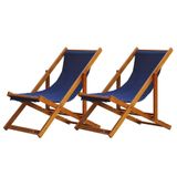 Kit 2 Espreguiçadeira Preguiçosa Dobrável Mel Sb-azul Escuro