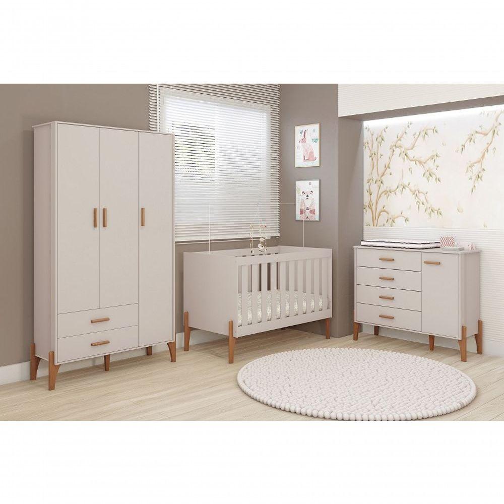 Quarto Bebê Infantil Completo Iris 100% Mdf - Moveis Estrela Offwhite