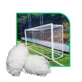 Par Rede Futebol Society 4mts Caixote Colméia Fio 6mm Seda
