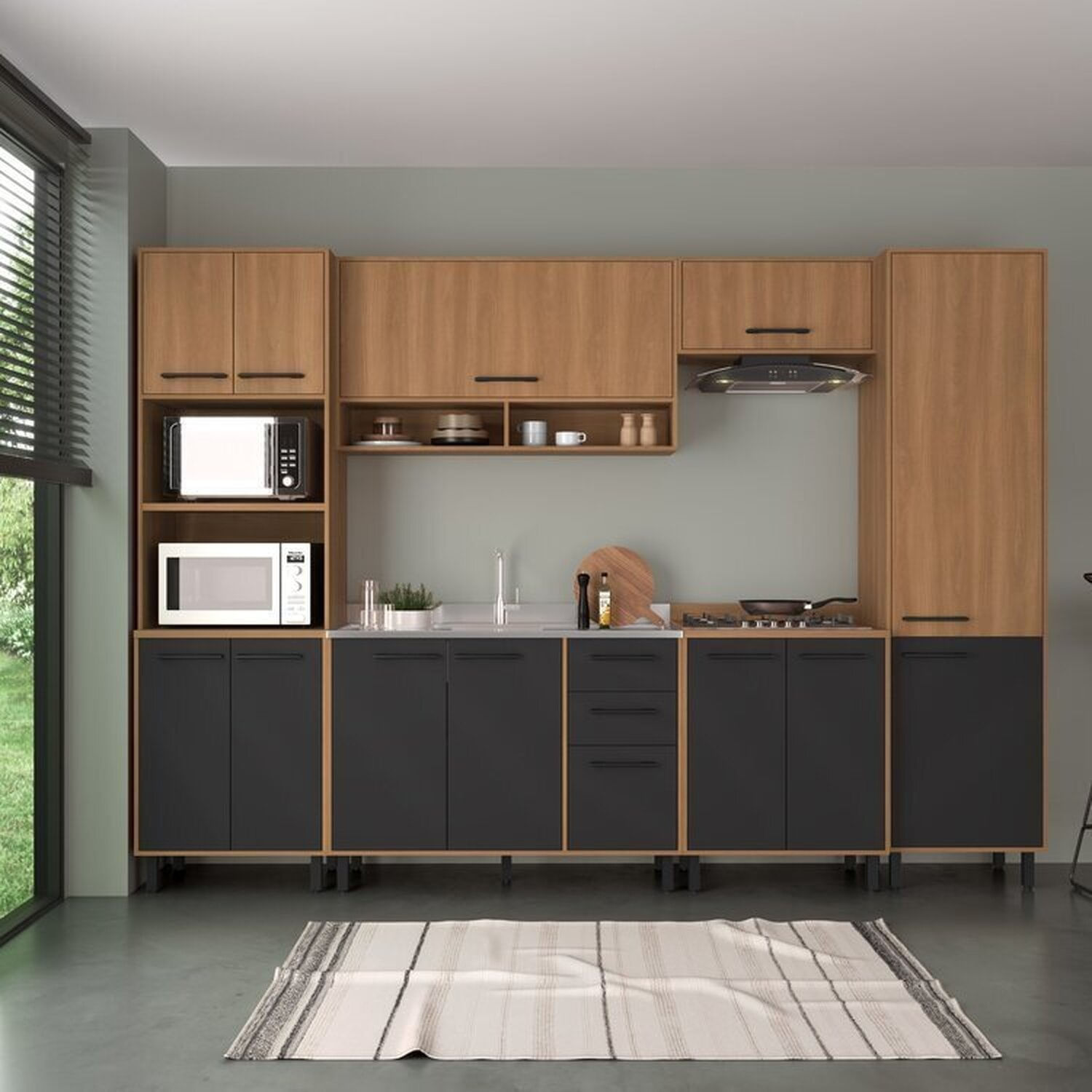 Cozinha Completa 6 Peças Havana Rovere/grafite