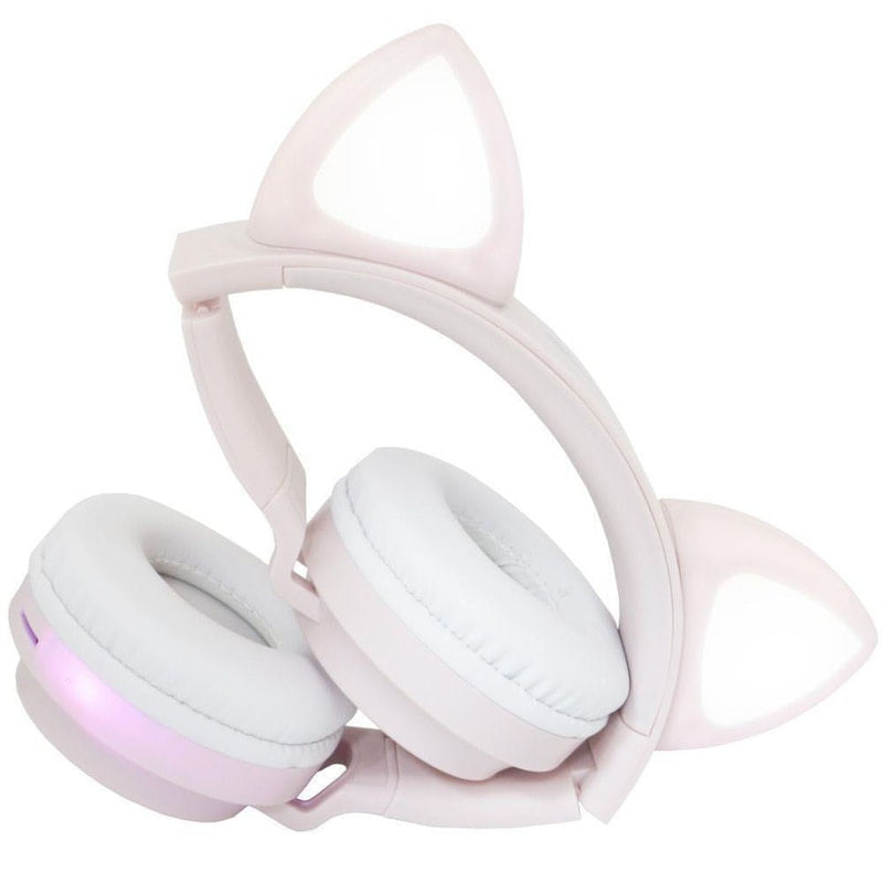 Headphone Bluetooth Orelha de Gato com LED P2 Micro SD e Microfone Exbom  HF-C290BT