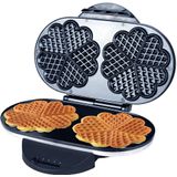 ZZ Heart Waffle Maker with Non-Stick Plate 1200W, Black/Silver