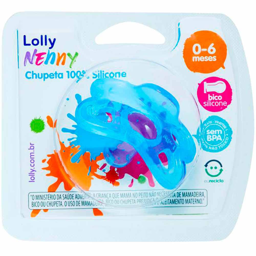 Chupeta Silicone 0 6m Azul Lolly Nenny