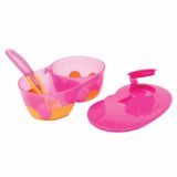 Kit Refeicao Infantil Com Divisoria Bowl E Colher 320ml Rosa Buba