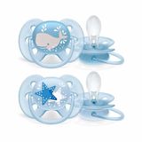 Kit 2 Chupetas Ultra Soft 6 18m Baleia Estrelas Philips Avent