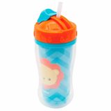 Copo Parede Dupla Com Canudo 320ml Animal Fun Leao Buba