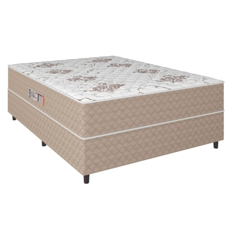 Cama Box Casal Conjugada Ortopédico Alpha Espuma 138x188x52cm Bege / Branco Hellen