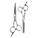 Kit Tesouras Profissional Prata Com Estojo Para Corte