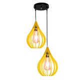 Luminária Teto Lustre Pendente Balcão Cozinha Sala Duplo Cor:amarelo