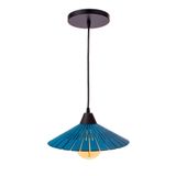 Luminária Teto Lustre Pendente Balcão Cozinha Sala Mdf Cabo Cor:azul