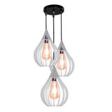 Luminária Teto Lustre Pendente Balcão Cozinha Sala Trio Cor:branco