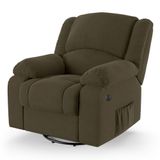 Poltrona Do Papai Reclinável Melim Glider Giratória Usb Veludo Fh1 - D&#39;rossi Cor Capuccino