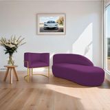Kit Divã Luna 185cm Lado Direito E 01 Poltrona Base De Ferro Dourado Suede Cor Roxo