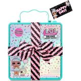 LOL Surpresa Deluxe Presente Surpresa (Teal) com Edição Limitada Boneca e Pet Em Festa Embalagem caixa de presente com guloseimas surpresa, roupas, sa