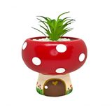 Vaso Jardim Cachepo Casinha Cogumelo Cerâmica 7,5cm Diâmetro