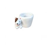 Vaso Jardim Cachepo Pitbull Marrom Cerâmica 5,2 Cm Diâmetro