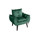 Poltrona/cadeira Decorativa Glamour Com Pés Quadrado Verde