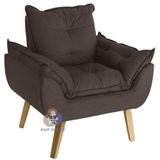 Poltrona/cadeira Decorativa Glamour Com Pés Quadrado Marrom