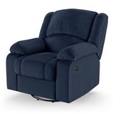 Poltrona Do Papai Reclinável Melim Glider Giratória Usb Pu Azul Fh1 - D&#39;rossi
