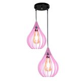 Luminária Teto Lustre Pendente Balcão Cozinha Sala Duplo Cor:rosa