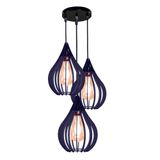 Luminária Teto Lustre Pendente Balcão Cozinha Sala Trio Cor:azul