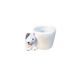 Vaso Jardim Cachepo Pitbull Cinza Cerâmica 5,2 Cm Diâmetro