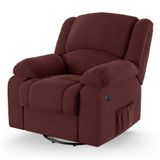 Poltrona Do Papai Reclinável Melim Glider Giratória Usb Veludo Vinho Fh1 - D&#39;rossi