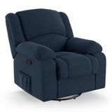 Poltrona Do Papai Reclinável Melim Glider Giratória Massagem Veludo Azul Fh1 - D&#39;rossi
