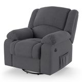 Poltrona Do Papai Reclinável Melim Glider Giratória Usb Veludo Fh1 - D&#39;rossi Cor Cinza