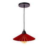 Luminária Teto Lustre Pendente Balcão Cozinha Sala Mdf Cabo Cor:vermelho