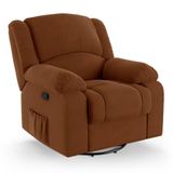 Poltrona Do Papai Reclinável Melim Glider Giratória Massagem Veludo Fh1 - D&#39;rossi Cor Terracota