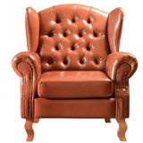 Poltrona Imperador Com Puff Chesterfiel Dom Pedro Courissimo Caramelo