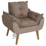 Poltrona/cadeira Decorativa Glamour Com Pés Quadrado Capuccino