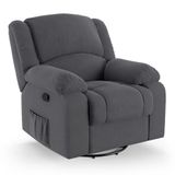 Poltrona Do Papai Reclinável Melim Glider Giratória Massagem Veludo Fh1 - D&#39;rossi Cor Cinza
