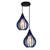 Luminária Teto Lustre Pendente Balcão Cozinha Sala Duplo Cor:azul