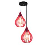 Luminária Teto Lustre Pendente Balcão Cozinha Sala Duplo Cor:vermelho