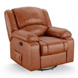 Poltrona Do Papai Reclinável Melim Glider Giratória Massagem Pu Caramelo Brilho Fh1 - D&#39;rossi