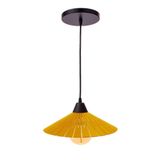 Luminária Teto Lustre Pendente Balcão Cozinha Sala Mdf Cabo Cor:amarelo