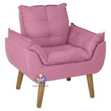 Poltrona/cadeira Decorativa Glamour Com Pés Quadrado Rosê