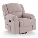Poltrona Do Papai Reclinável Melim Glider Giratória Massagem Veludo Fh1 - D&#39;rossi Cor Rose