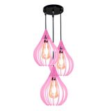 Luminária Teto Lustre Pendente Balcão Cozinha Sala Trio Cor:rosa