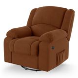 Poltrona Do Papai Reclinável Melim Glider Giratória Usb Veludo Terracota Fh1 - D&#39;rossi