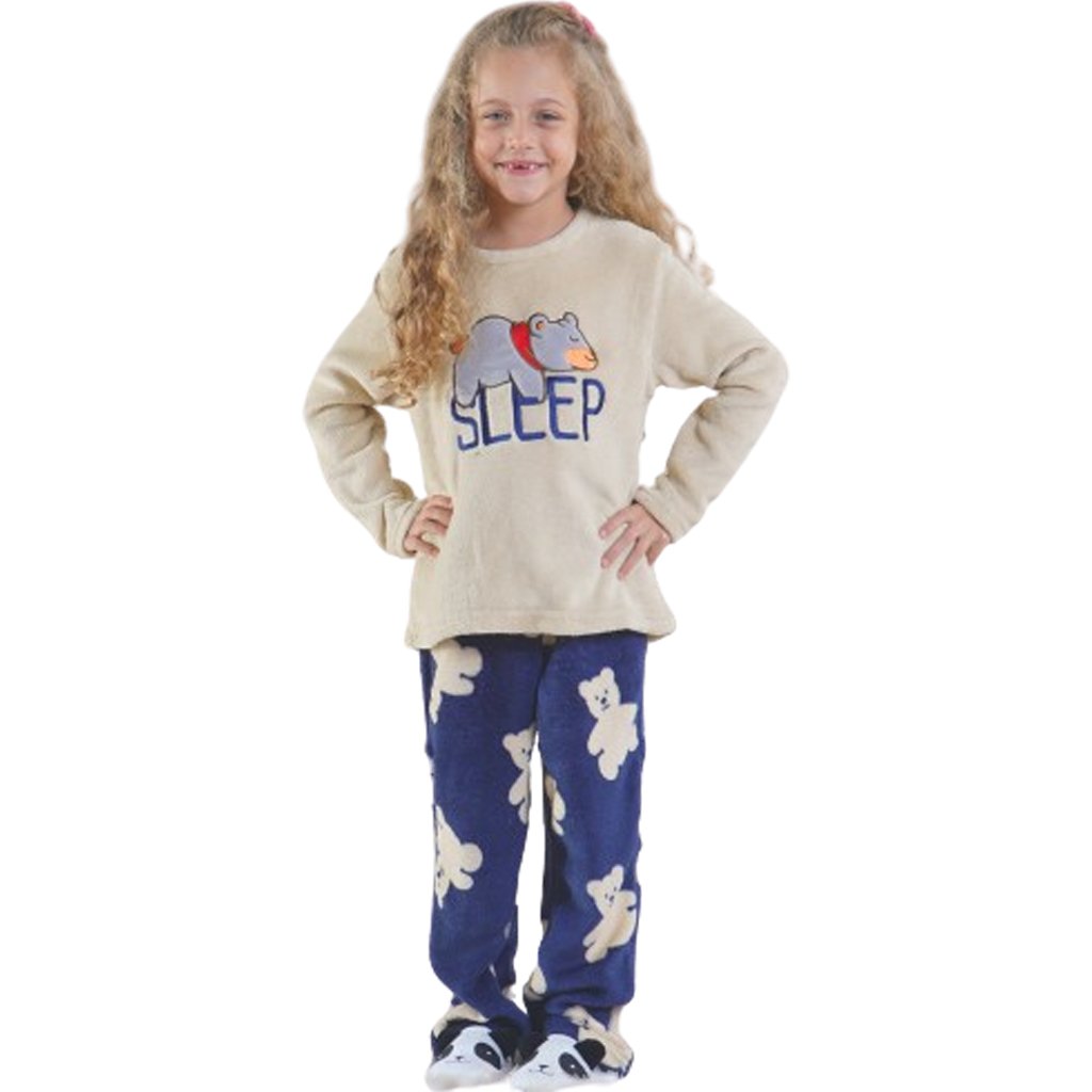 Conjunto Pijama De Plush Infantil Macio Quentinho E Divertido