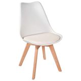 Cadeira Eames Leda Com Assento Estofado Base Madeira