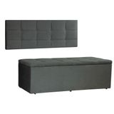 Kit Painel E Calçadeira Baú Queen 1,60m Roma Suede Cinza - Pallazio